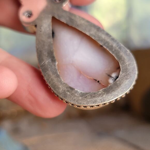 Captivating Montana Agate Pendant, Sterling Silver Necklace With Amethyst Accent - Picture 2 of 10